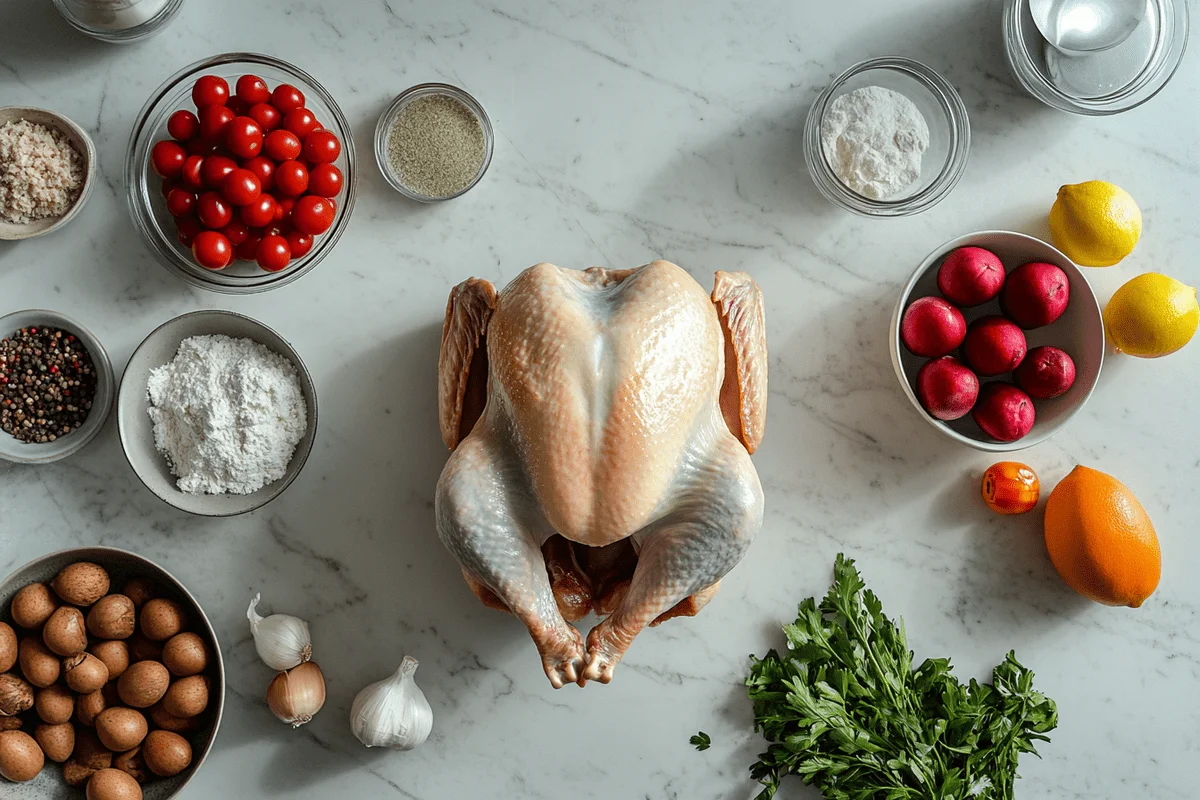 Golden-brown roasted turkey on a serving platter with herbs and lemon.