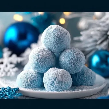 Delicious Blue Christmas Truffles with festive decorations