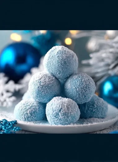 Delicious Blue Christmas Truffles with festive decorations