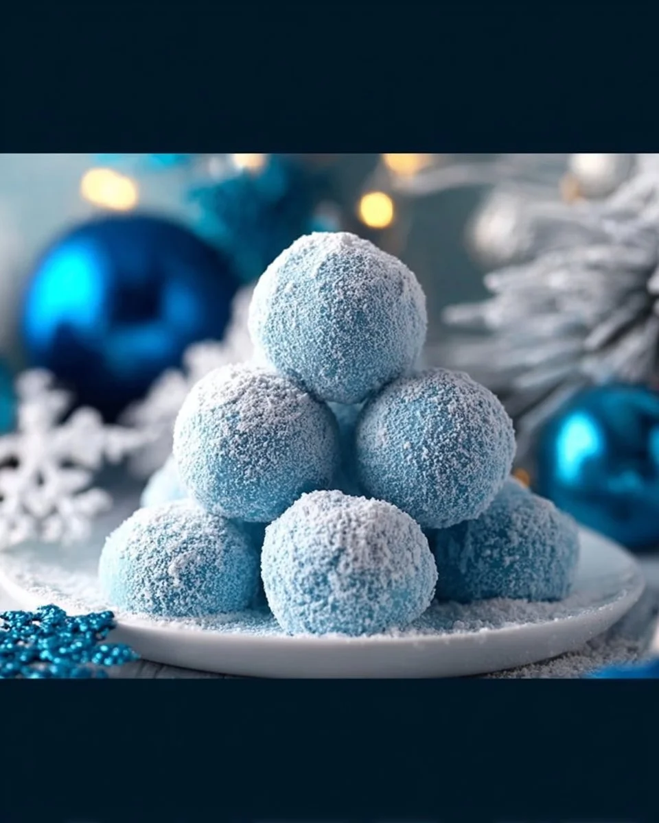 Delicious Blue Christmas Truffles with festive decorations