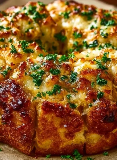 Cheesy Chicken Alfredo Monkey Bread fresh out of the oven