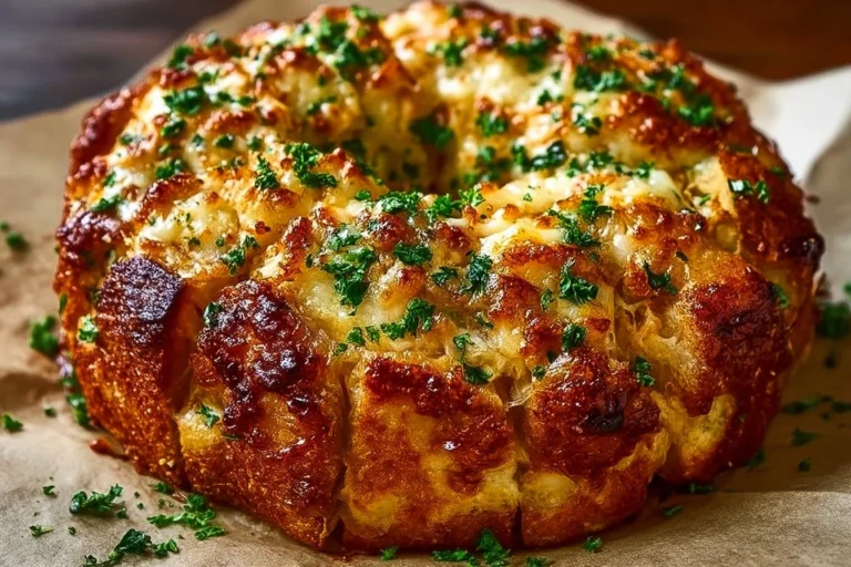 Cheesy Chicken Alfredo Monkey Bread fresh out of the oven