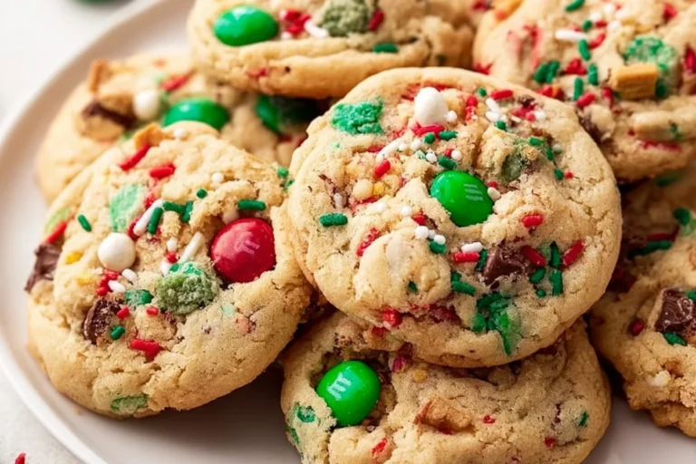 Homemade Christmas Kitchen Sink Cookies filled with festive ingredients