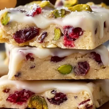Delicious Cranberry Pistachio Shortbread Cookies on a festive plate