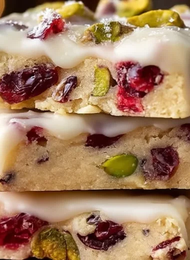 Delicious Cranberry Pistachio Shortbread Cookies on a festive plate