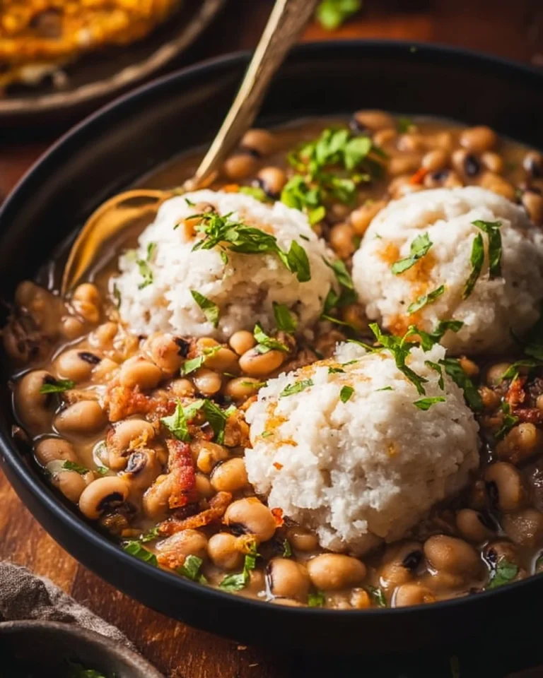 Creamy Southern black-eyed peas dish served in a bowl with herbs