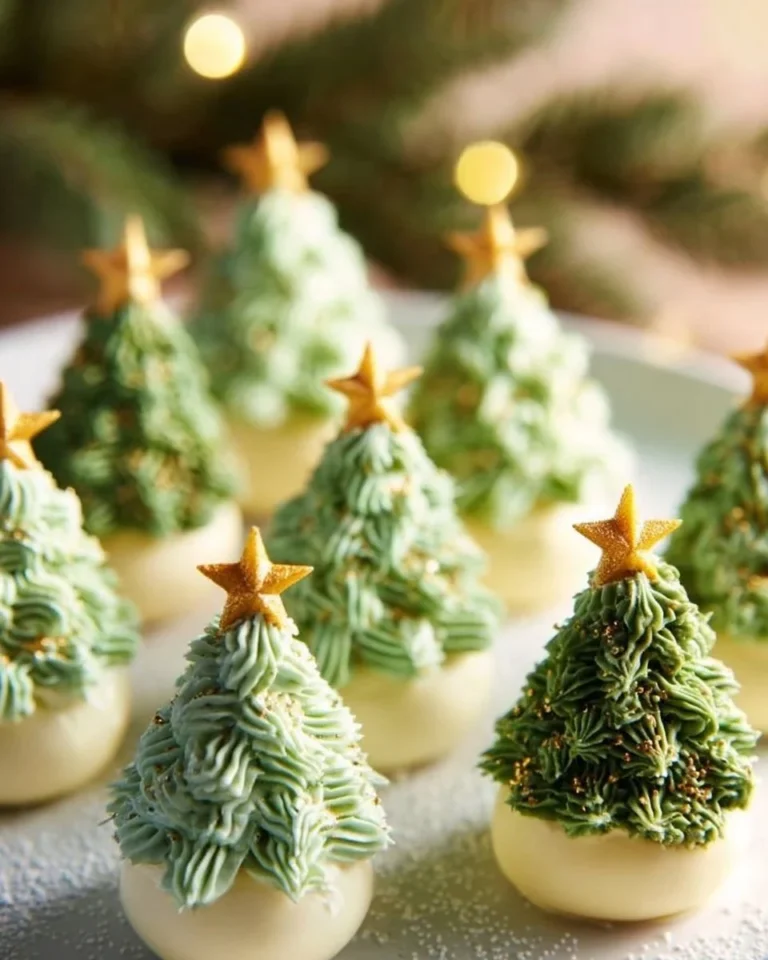 Festive deviled egg Christmas tree appetizer for holiday celebrations
