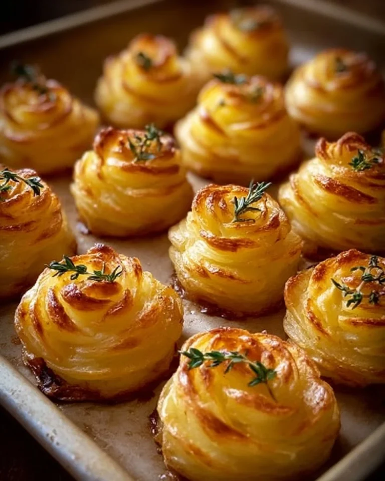 Elegant Duchess Potatoes elegantly piped and baked to perfection.
