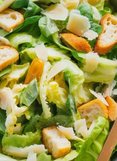 Classic Caesar Salad with romaine lettuce, croutons, and homemade dressing.