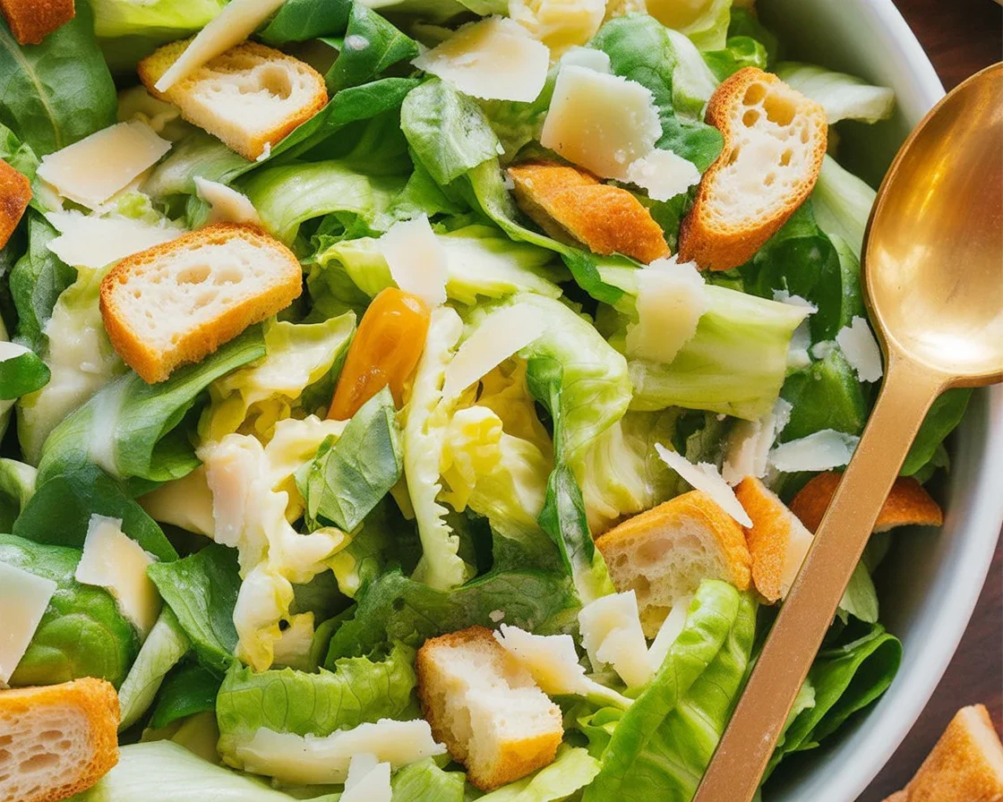 Classic Caesar Salad with romaine lettuce, croutons, and homemade dressing.