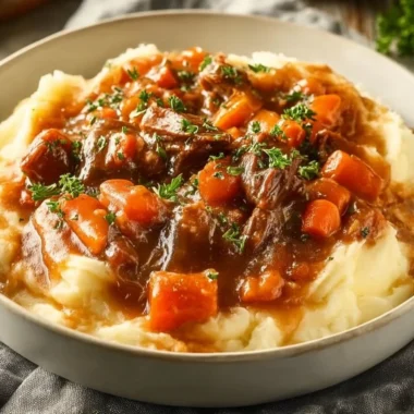Warm apple cider stew mash, a delightful fall comfort food dish