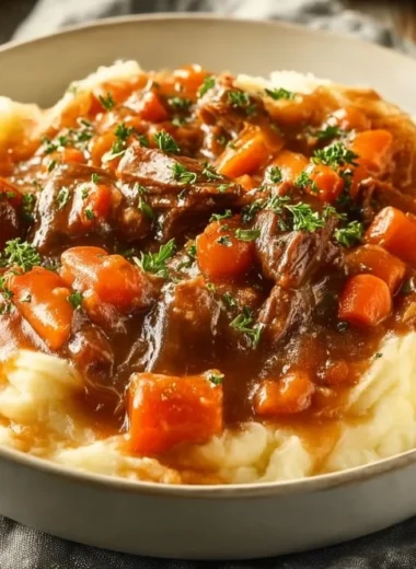 Warm apple cider stew mash, a delightful fall comfort food dish