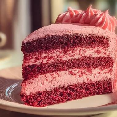 Mother's Day Pink Velvet Cake decorated with fresh flowers and cream cheese frosting