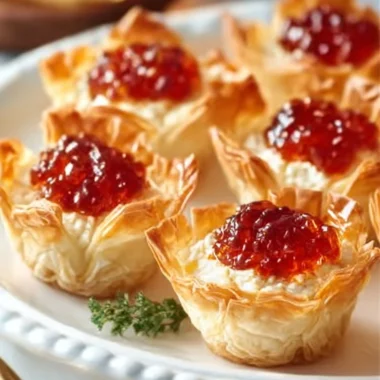 Quick pepper jelly cream cheese dip appetizer served with crackers