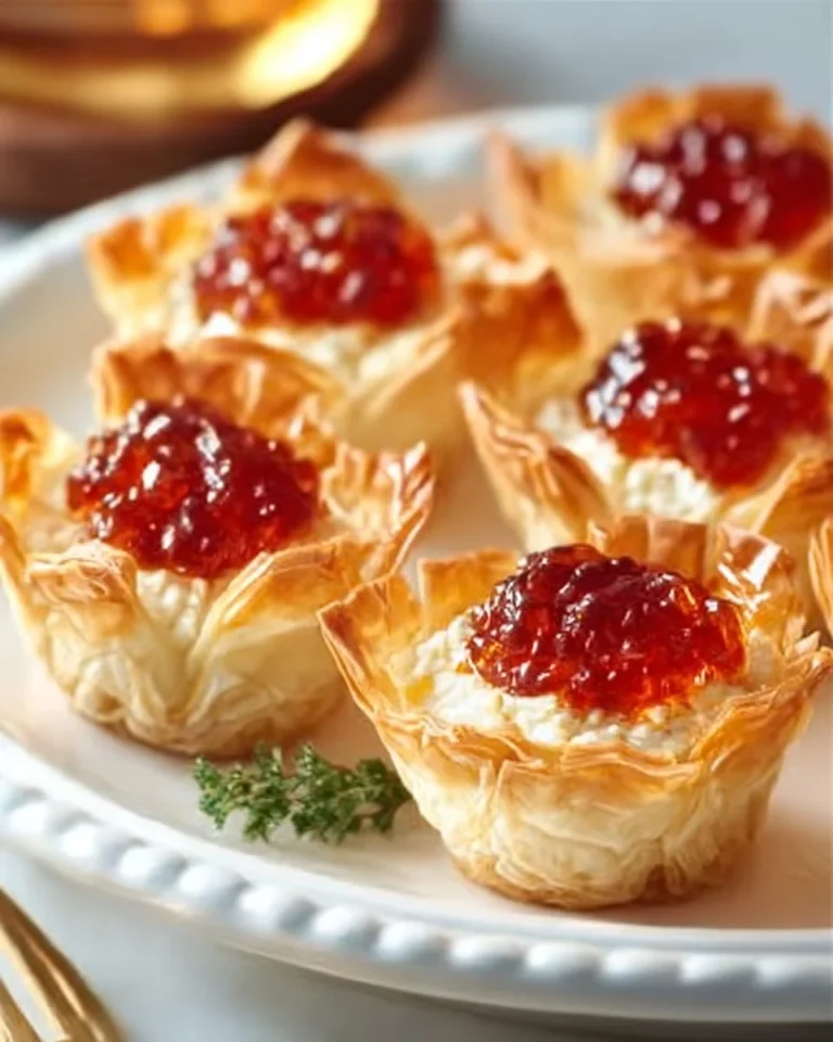 Quick pepper jelly cream cheese dip appetizer served with crackers