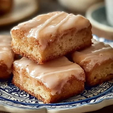Soft baked maple donut bars with a sweet glaze