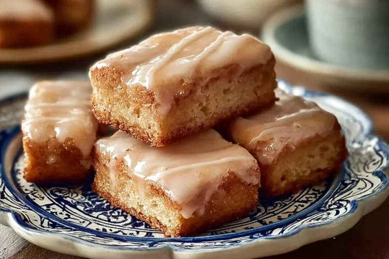 Soft baked maple donut bars with a sweet glaze