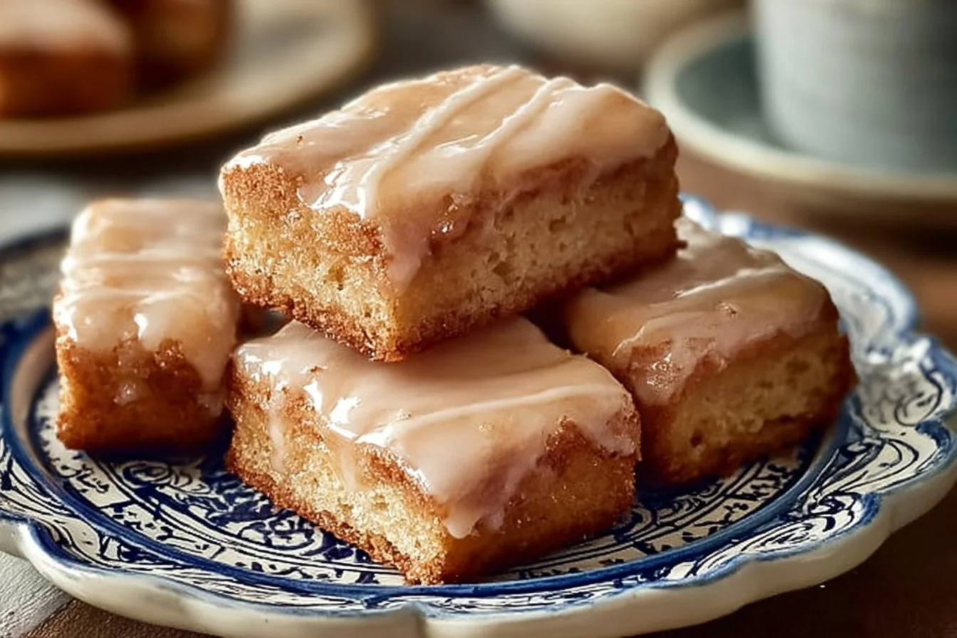 Soft baked maple donut bars with a sweet glaze