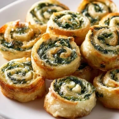 Spinach dip served in bite-sized pinwheels for a tasty appetizer