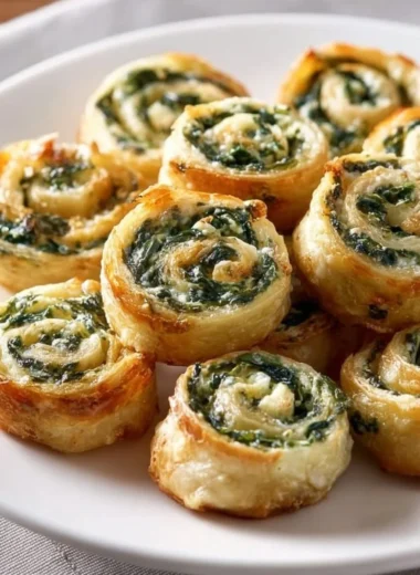 Spinach dip served in bite-sized pinwheels for a tasty appetizer