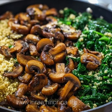 Healthy Spinach Mushroom Quinoa Skillet with vibrant vegetables