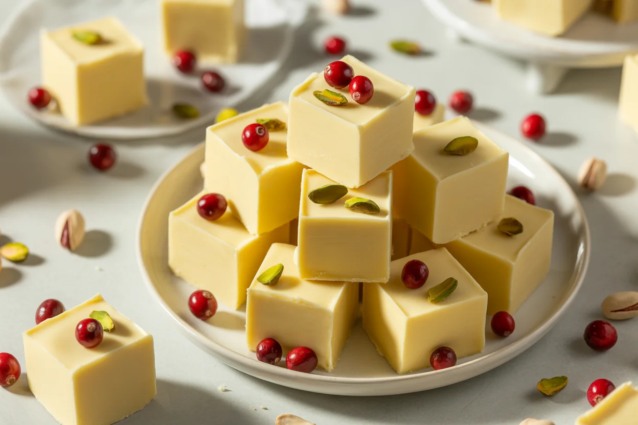 White Chocolate Cranberry Fudge