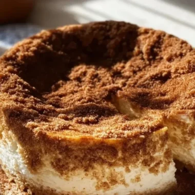 Cinnamon-Spiced Baked Churro Cheesecake topped with cinnamon sugar