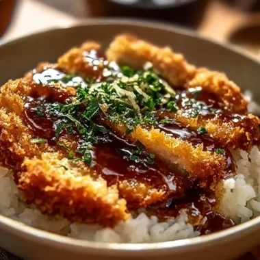 Crispy Japanese Katsu Bowls garnished with fresh vegetables and sauce
