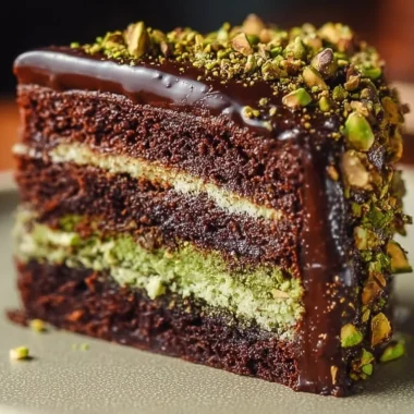 Delicious Dubai chocolate pistachio cake with rich layers and nutty topping