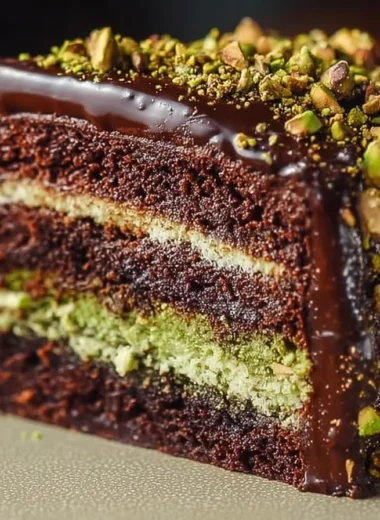 Delicious Dubai chocolate pistachio cake with rich layers and nutty topping