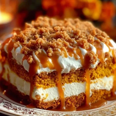 Delicious slice of Pumpkin Better Than Sex Cake with creamy frosting