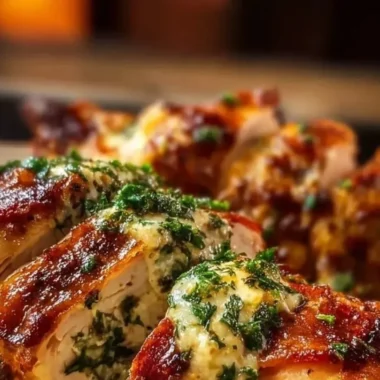 Delicious stuffed chicken with herbs and cheese, ready for a family meal.