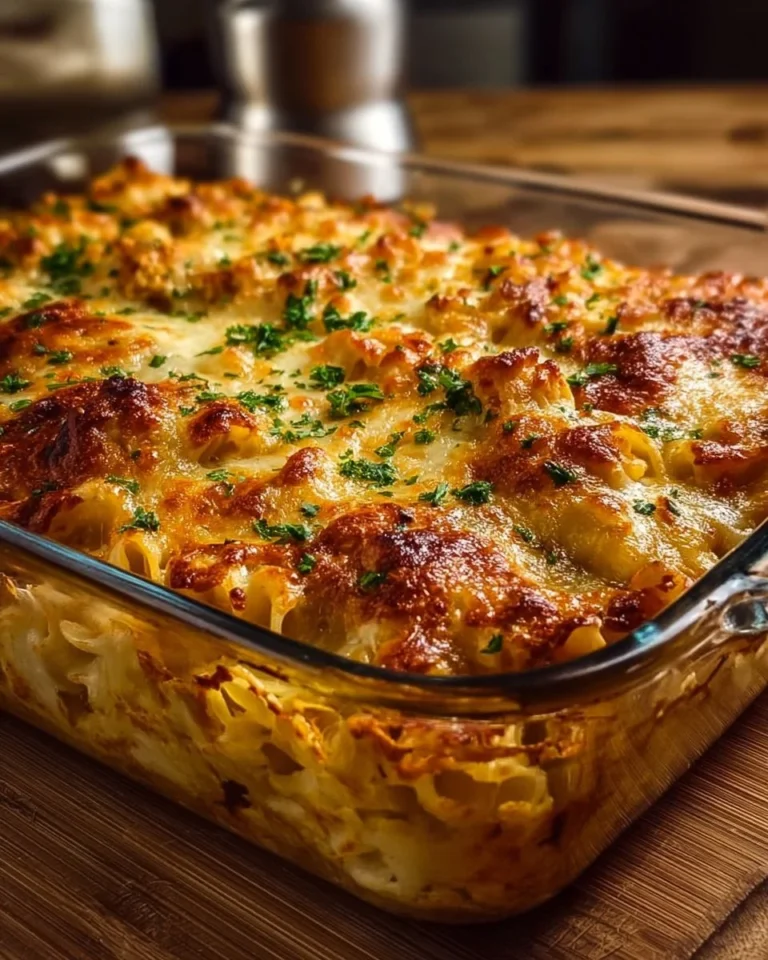 BBQ Ranch Chicken Casserole served in a baking dish, garnished with green onions.