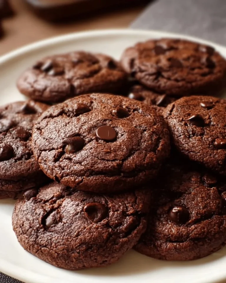 Delicious double chocolate chip cookies baked to perfection