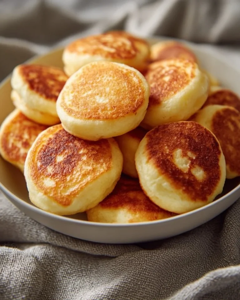 Delicious breakfast pancake poppers served with syrup and berries.