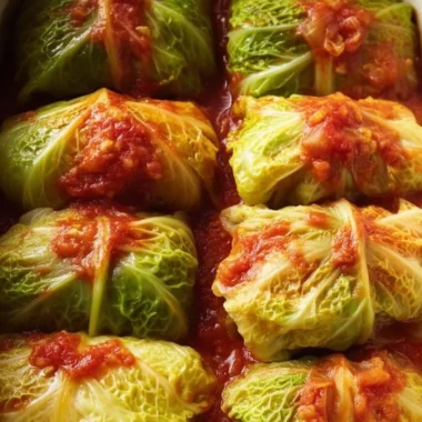 Delicious homemade cabbage rolls filled with seasoned meat and rice