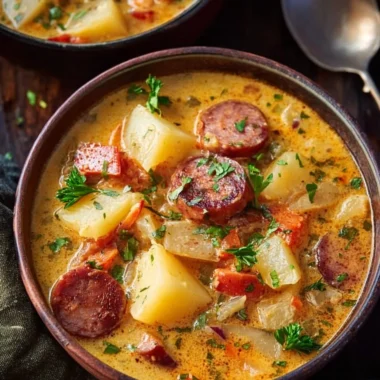 A bowl of delicious Cajun Potato Soup garnished with green onions and spices