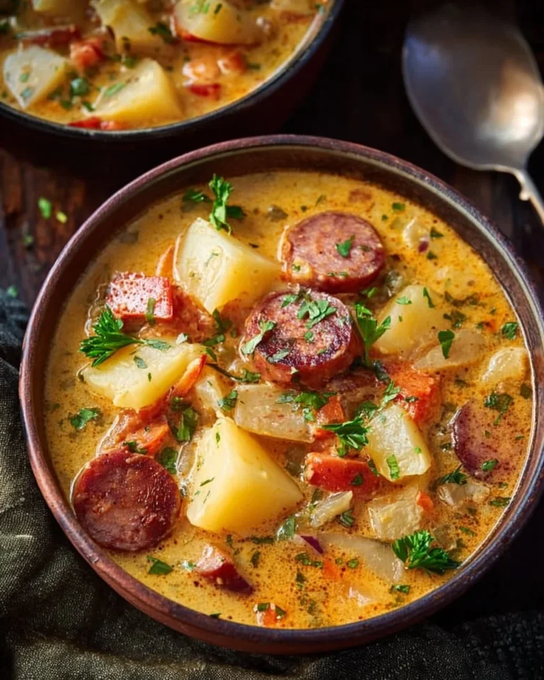 A bowl of delicious Cajun Potato Soup garnished with green onions and spices