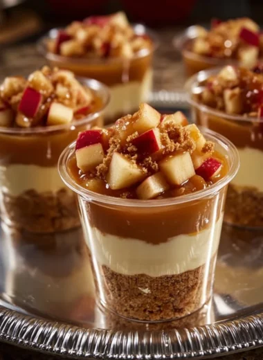 Delicious Caramel Apple Dessert Cups with rich caramel and sliced apples
