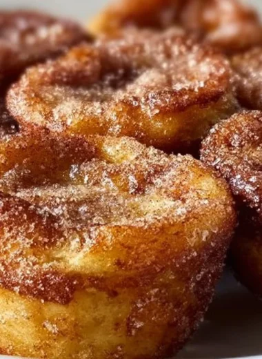 Delicious Cinnamon Roll French Toast Bites served with syrup and berries.