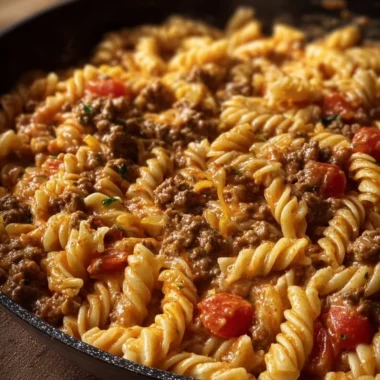Delicious creamy cheesy Rotel pasta in a bowl topped with fresh herbs.