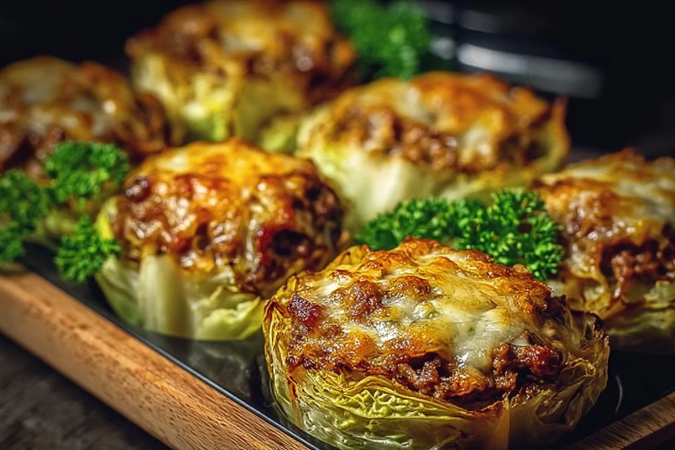 Easy Crispy Cabbage Burger Bake with fresh ingredients and crispy texture