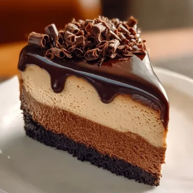 Delicious slice of Espresso Coffee Cheesecake with a rich coffee flavor