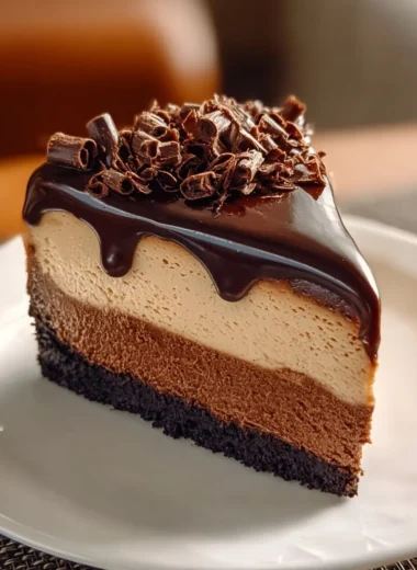 Delicious slice of Espresso Coffee Cheesecake with a rich coffee flavor