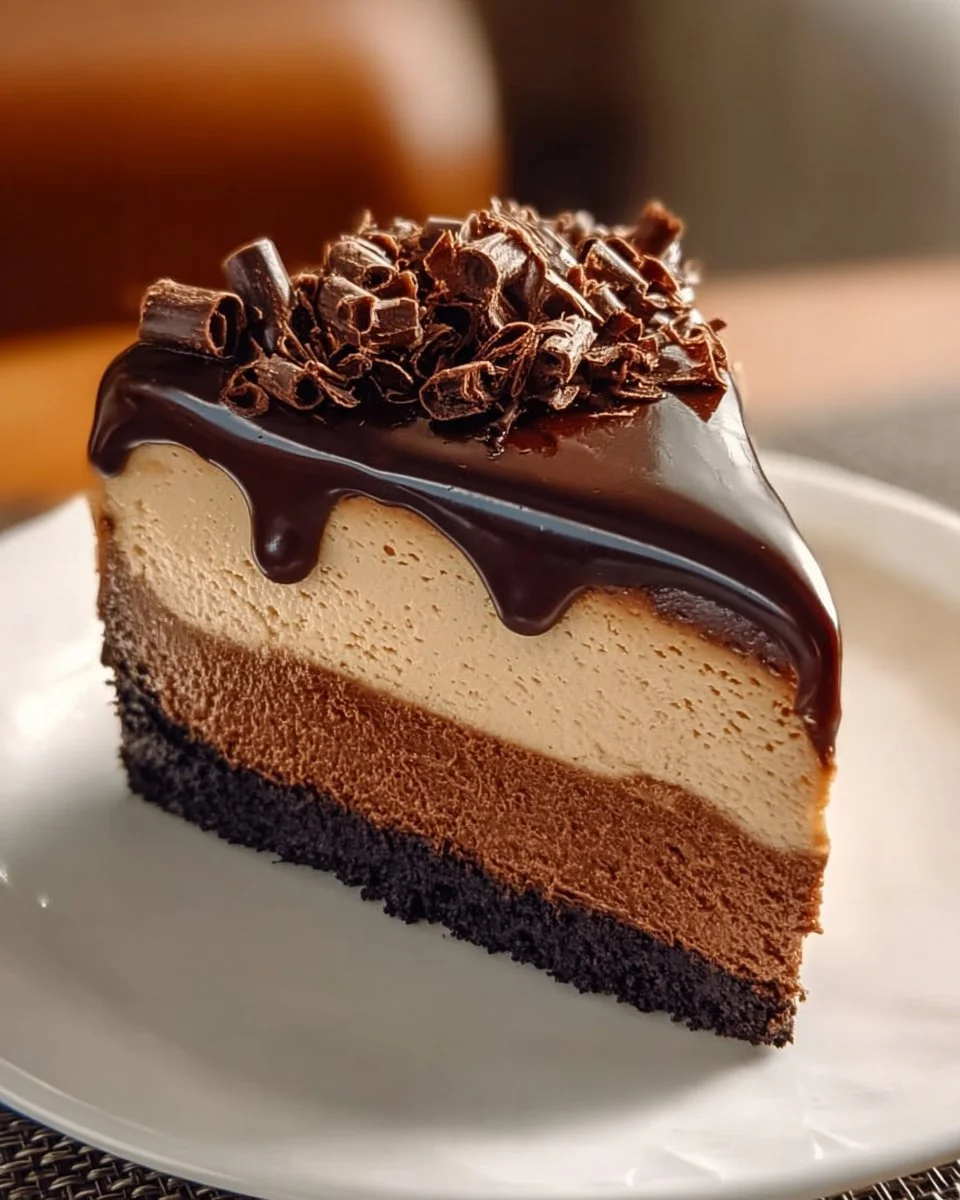 Delicious slice of Espresso Coffee Cheesecake with a rich coffee flavor