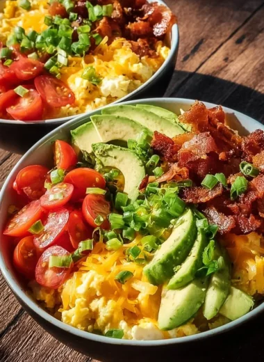 High protein breakfast bowls filled with nutritious ingredients for a healthy meal.