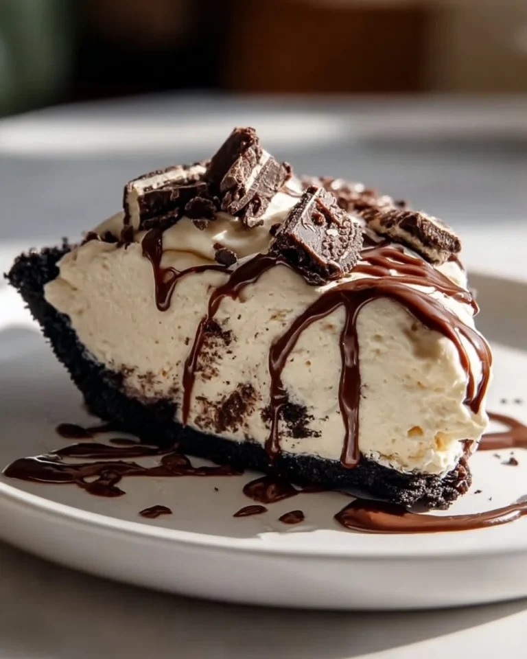 Delicious Mascarpone Mudslide Pie topped with chocolate and cream