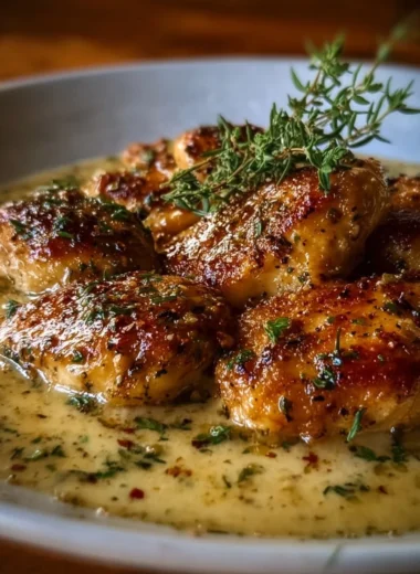 Delicious melt-in-your-mouth chicken served with herbs and spices