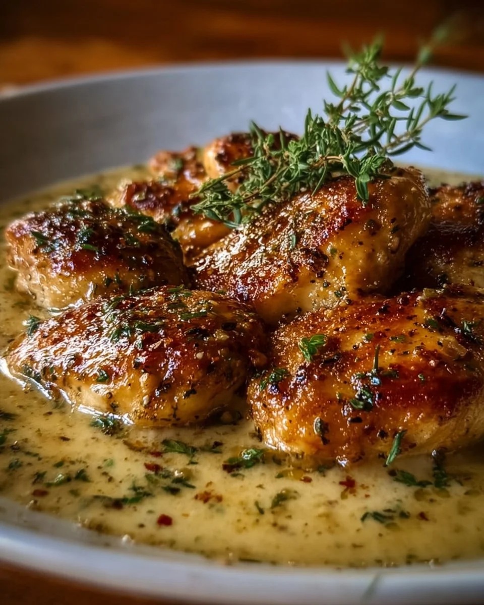 Delicious melt-in-your-mouth chicken served with herbs and spices