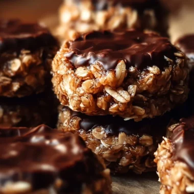 No-bake chocolate coconut oatmeal treats on a white plate